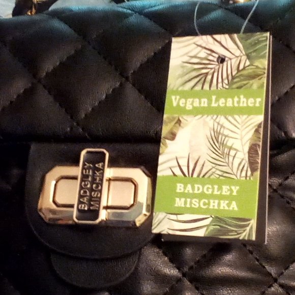 NWT Vegan Leather Badgley Mischka Black Micro Mini Quilted Backpack main image 7